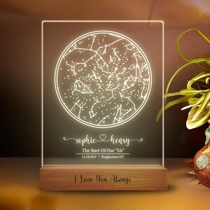 Personalized constellation map, Custom star map by date, Star map night light, Best Gift For Her, Gift Star Map on Night Light, T2
