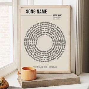 Custom Vinyl Lyrics Print, Personalized Music Poster, Customizable Music Gift, Anniversary Gift, Music Gift, Wedding Song Dance, A1/A2/A3/A4