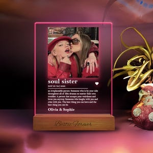 Personalized light up Soul Sister Definition Plaque, Custom Photo Gifts, Best Friends Gift, Birthday Gift for Her, Sister Picture Frame