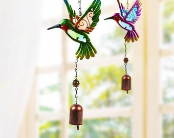 Windchimes Hummingbird stained glass window hangings Christmas gift Custom stained glass bird suncatcher Hummingbird gift, garden decor