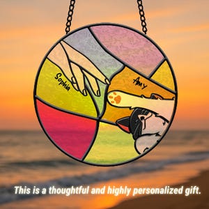 Personalized Pet Portrait Stained Glass Suncatcher I Window Hanging Home Decor I Pet Lovely Gift I Cat Loss Gifts suncatcher For Her IT4
