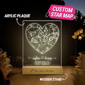 Mappa stellare personalizzata per luce notturna della data - L'inizio delle nostre luci notturne con mappa stellare - Regalo di coppia personalizzato - Regalo di anniversario personalizzato per lei e per lui