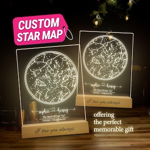 Benutzerdefinierte Sternkarte Kreis Print Acryl Nachtlicht, der Start unseres ""Wir"" Jubiläumsgeschenk, Nachthimmel LED, Hochzeitsgeschenk, Konstellation LED, T1."