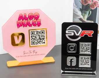 Custom Acrylic QR Code Sign: Social Media & Payment Display