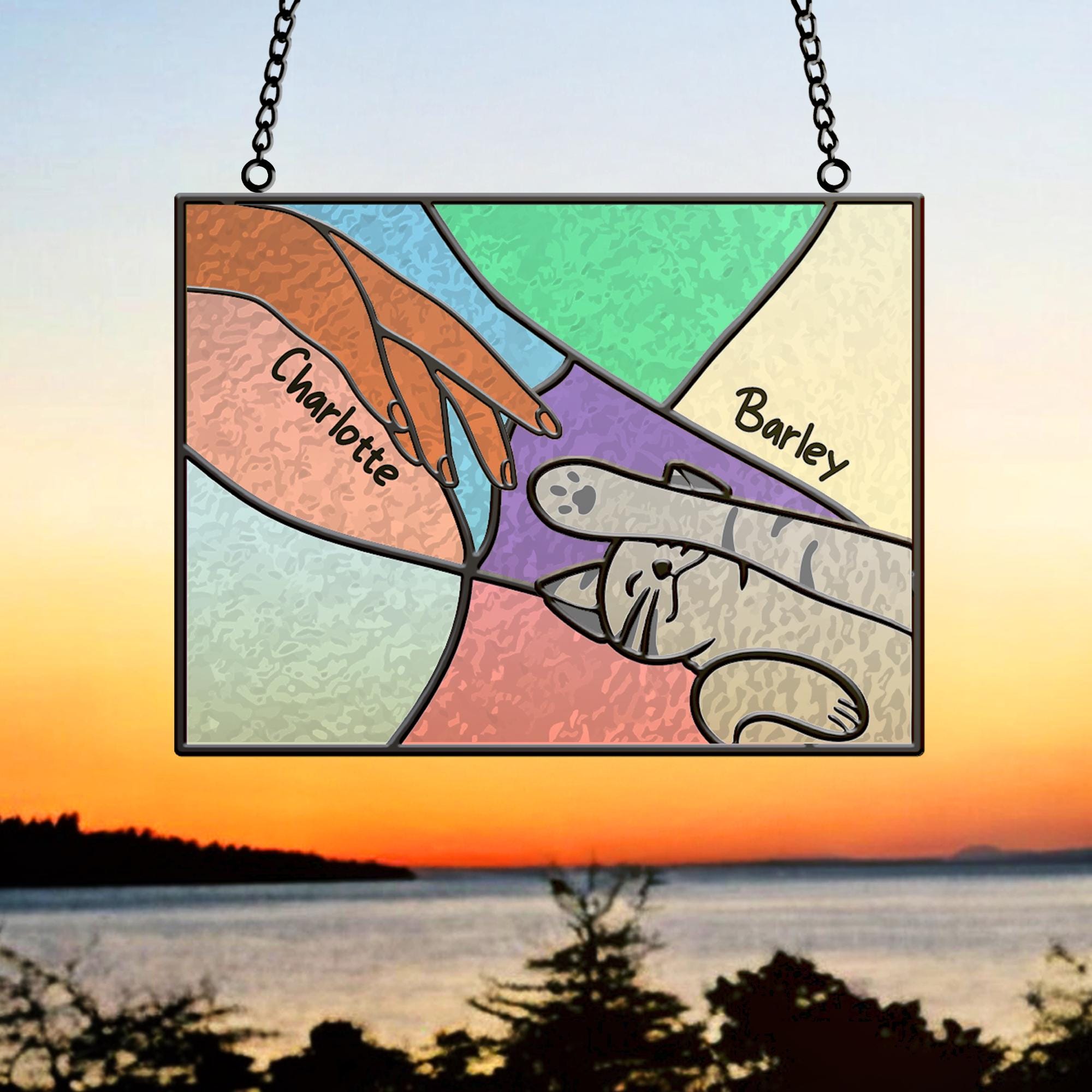 Pet memorial suncatcher Stained Glass Window Hanging Home Decor, Pet Lovely grandma gift, Cat loss Gifts suncatcher for her, mom gifts