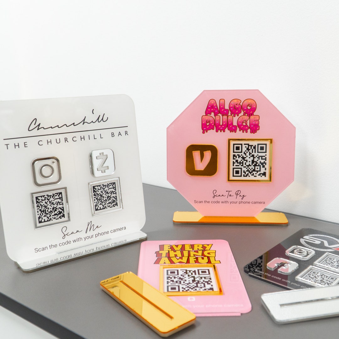 Custom Acrylic QR Code Sign: Social Media & Payment Display - Etsy
