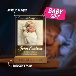 Personalized Newborn Night Light, personalized gift for baby, nursery room decor light, birthday gift, baby night light, baby shower gift