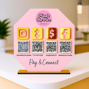 Multi QR Code Business Sign Social Media Sign Payment Sign Scan to Pay Let&#39;s get Social Sign Business Startup Essentials Instagram