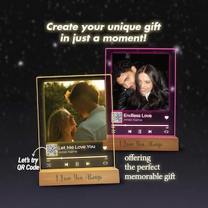 Placa musical con foto personalizada: regalo musical LED personalizado