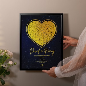 Mappa stellare personalizzata del cielo notturno celeste, mappa stellare metallizzata in lamina di rame, regali di anniversario, regalo di nozze per coppia, decorazione da parete, compleanno