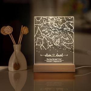 Estrelas A Noite em que nos Conhecemos Mapa Estelar Personalizado Luz - Presente de Natal Único, Mapa Estelar por Data Presente de Aniversário, Impressão do Céu Noturno Presente Personalizado