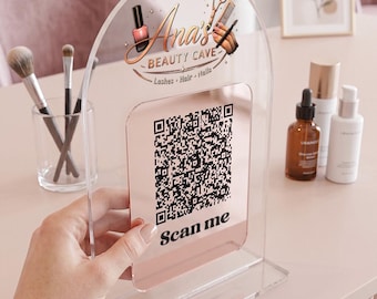 Custom Multi QR Code Sign: UV Printed Acrylic Business Display, Custom Logo Sign | Payment Method and Social Media Sign, payment sign