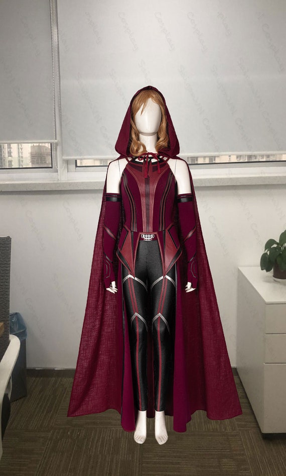 Marvel Superhero Wanda Maximoff Scarlet Costume Dress Outfit Halloween