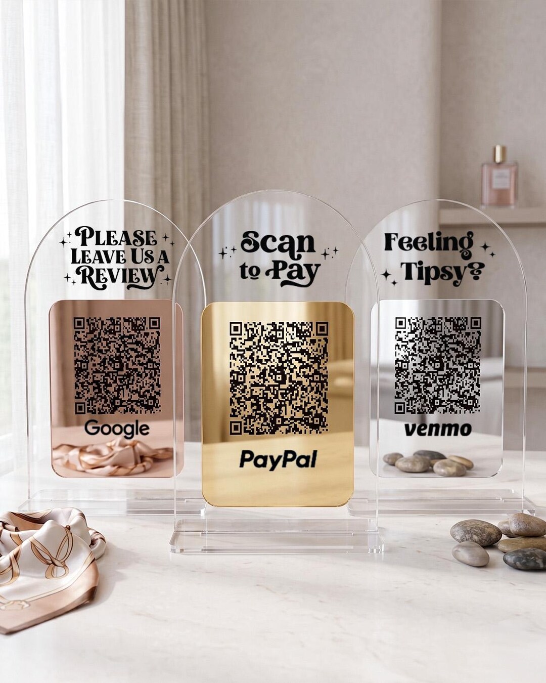 Custom Multi QR Code Acrylic Business Sign: Social Media & Payment - Etsy