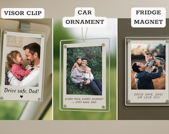 Clip de visera de coche con foto personalizada, regalo de aniversario para él, conducción segura, marco de fotos de aniversario, recuerdo de pareja T4