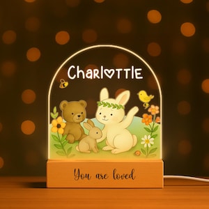Custom Night Light for Baby Girl, Toddler Bedside Night Light, Custom Name Lamp, Floral Night Light for Nursery Decor, New Baby Gift