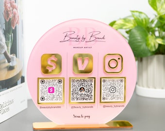 Custom Acrylic QR Code Business Sign, Social Media & Payment Display