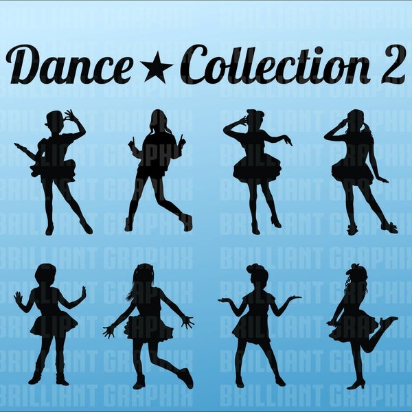 Female dancers digital vector art. Modern dance Silhouette. SVG, eps, files included.