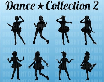 Female dancers digital vector art. Modern dance Silhouette. SVG, eps, files included.