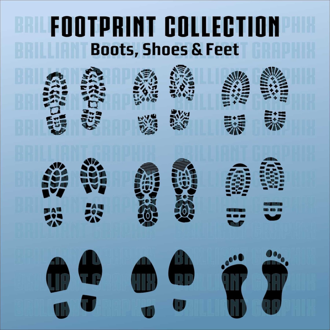 High Quality Footprint Boot Print Shoeprint Vector Art. Etsy