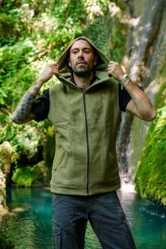 Gilet homme gilet tribal gilet coton geometrique naturel gilet festival gilet a capuche hommes sans manches tribu gilet Etsy France