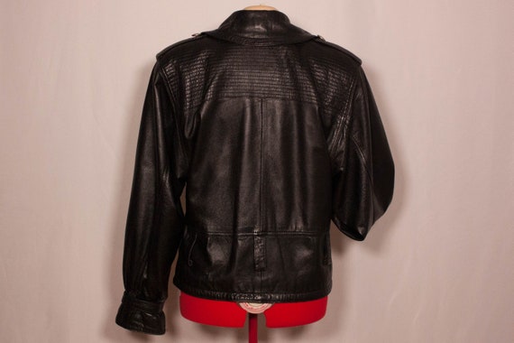 Vintage 90s black leather motorcycle jacket - med… - image 6