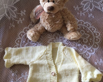 Baby Cardigan Yellow Hand Knitted