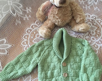 Baby Hand Knitted Shawl Neck Cardigan