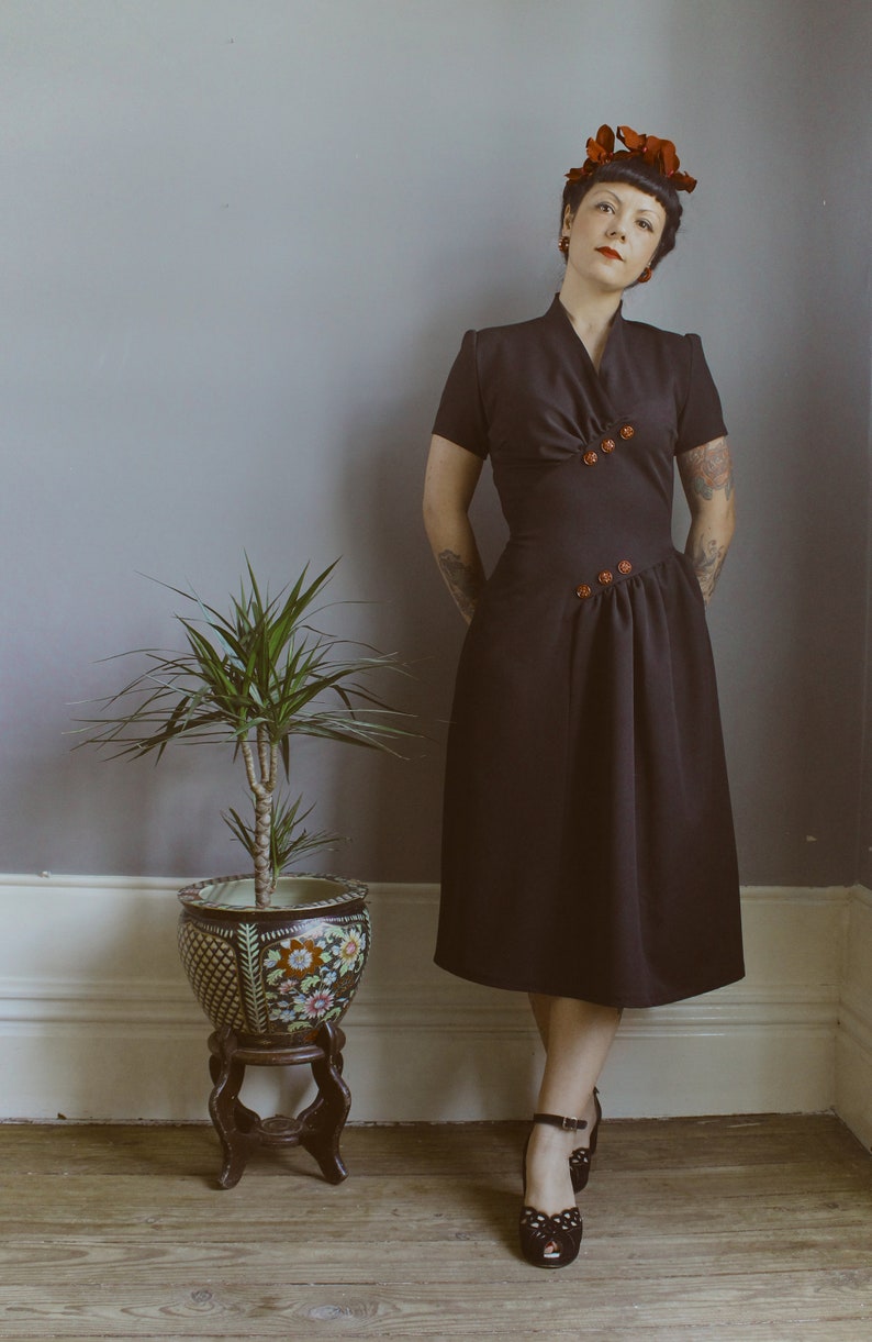Veronica Dress/Tencel dress/Draped dress/1940s dress/Sustainable dress/40s dress 