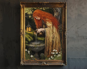 Póster de la diosa celta Brigid, arte popular mitológico, decoración de pared curativa, ilustración pagana celta encantada