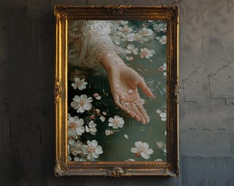 Ophelia Dark Academia Print Victorian Art Gothic Decor Antique Oil Painting Dark Academia Poster Rustic Vintage Wall Art
