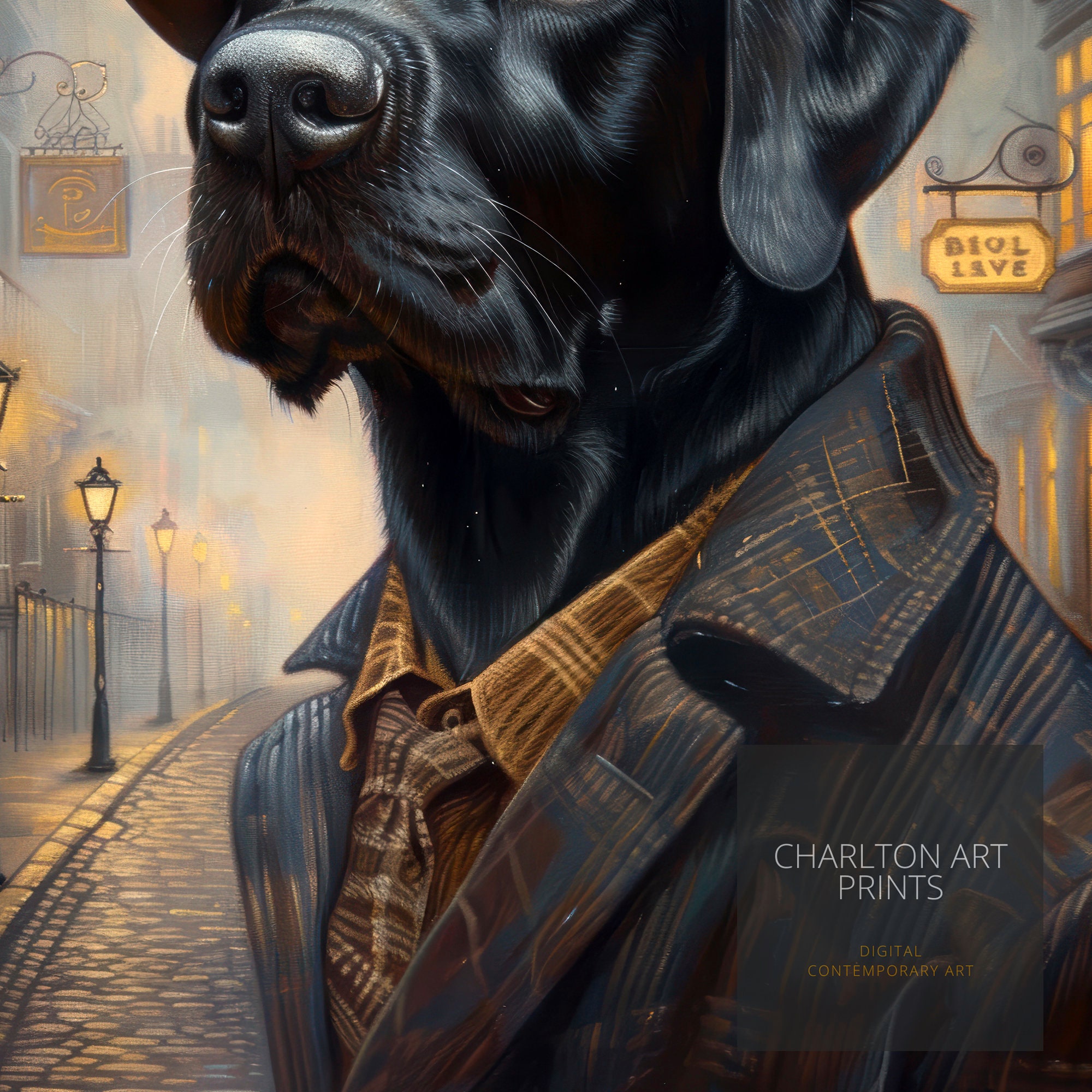 Renaissance Victorian Black Labrador Print Dark Academia Art Renaissance Victorian Black Labrador Print Dark Academia Art