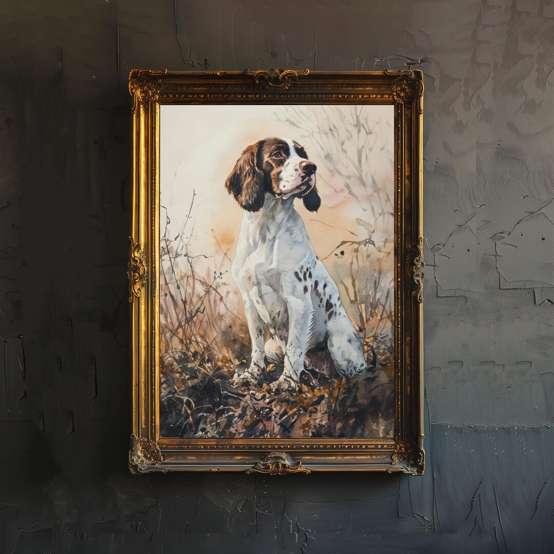 Springer Spaniel Watercolor Print Cottagecore Decor Dark Academia Art ...