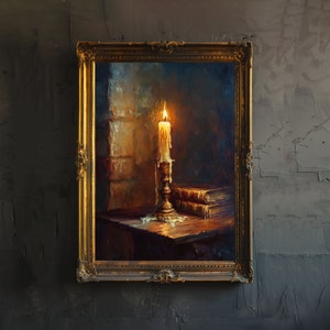 Kerze im Dark Academia Stil Poster Dark Academia Art Gothic Dekor Antike Kerze Illustration Rustikale Vintage Wandkunst