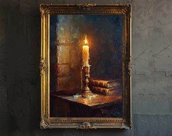 Candle in Dark Academia Style Poster Dark Academia Art Gothic Decor Antique Candle Illustration Rustic Vintage Wall Art