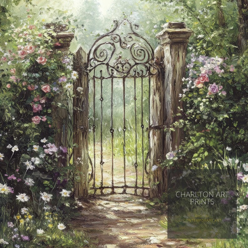 Rustic Garden Gate Poster, Vintage Cottagecore Wall Art - Etsy