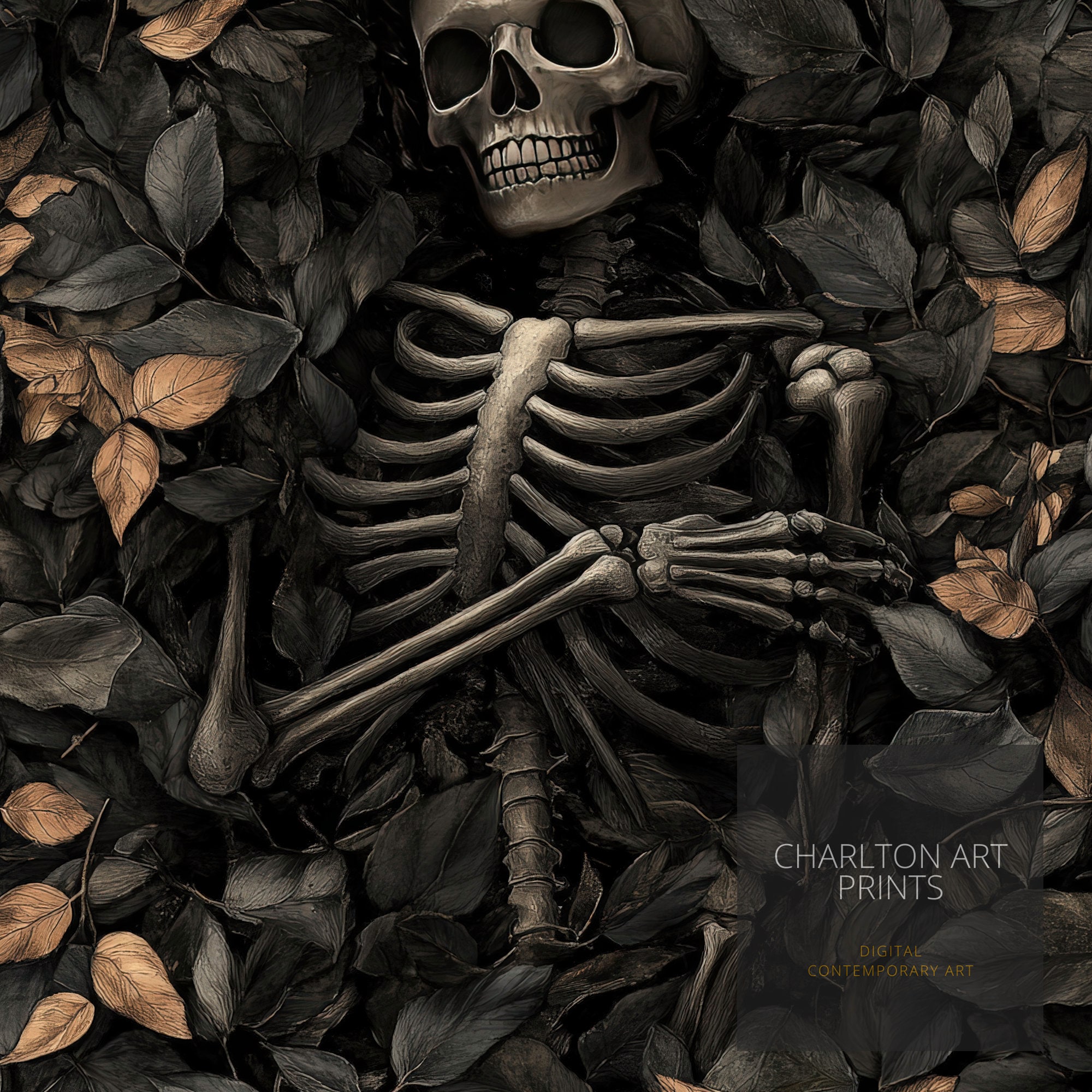 Stampa Tela Dark Academia - Teschio Gotico Vintage, 40x60 Cm, Perfetta Per Decorazione Parete Stile Halloween