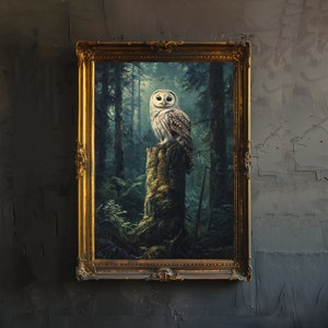 Owl Cottagecore Druck Dark Academia Cottagecore Dekor Antike Tier Illustration Wald Eule Poster Rustikal Vintage Wandkunst