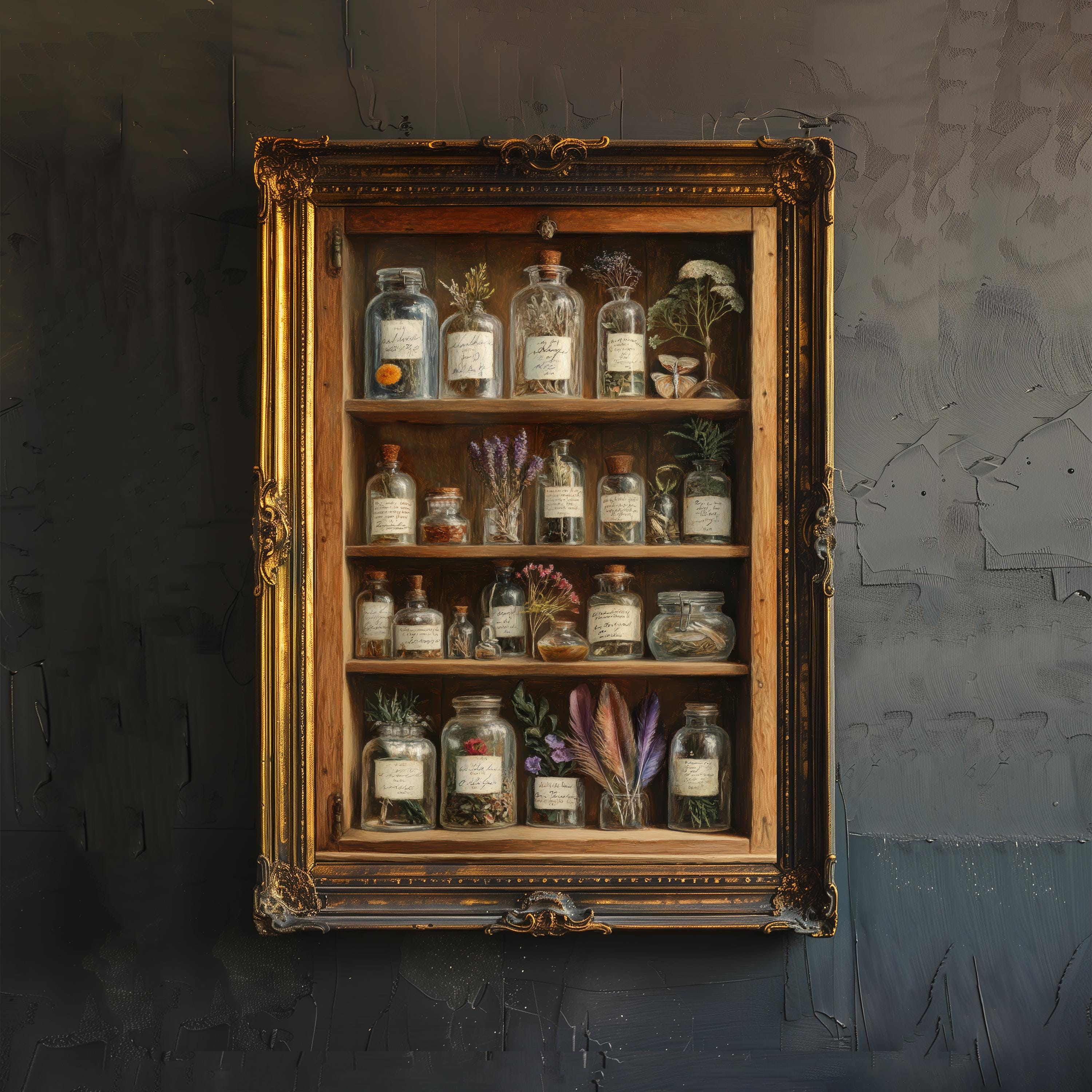 Botanisches Kabinett der Kuriositäten Kunstdruck Cottagecore Wunder Vintage Natur Dekor Wunderliche Kunst
