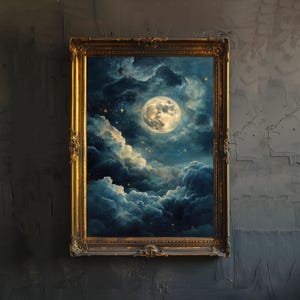Celestial Moon Print Dark Academia Art Gothic Dekor Antike Astronomie Illustration Mond Phase Poster Rustikale Vintage Wandkunst