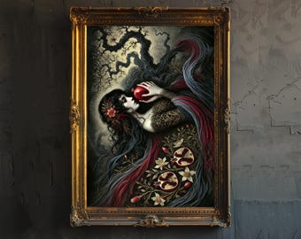 Persephone Art Print: Dark Academia, Greek Mythology, Moody Vintage