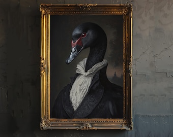 Victorian Black Swan Poster Dark Academia Art Victorian Art Whimsical Decor Antique Bird Illustration Vintage Wall Art Rustic Aesthetic