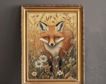 William Morris Fox Meadow Botanical Print, Vintage Cottagecore Wall Art
