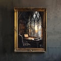 Gothic Study Art Print Dark Academia Wall Art Vintage Library Painting Moody Candlelit Interior Literary Home Decor