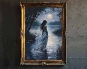 Ophelia Dark Academia Print Victorian Art Gothic Decor Antique Oil Painting Dark Academia Poster Rustic Vintage Wall Art