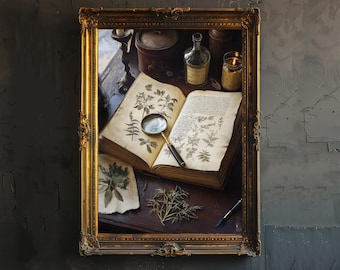 Vintage Herbarium Print: Dark Academia Botanical Wall Art