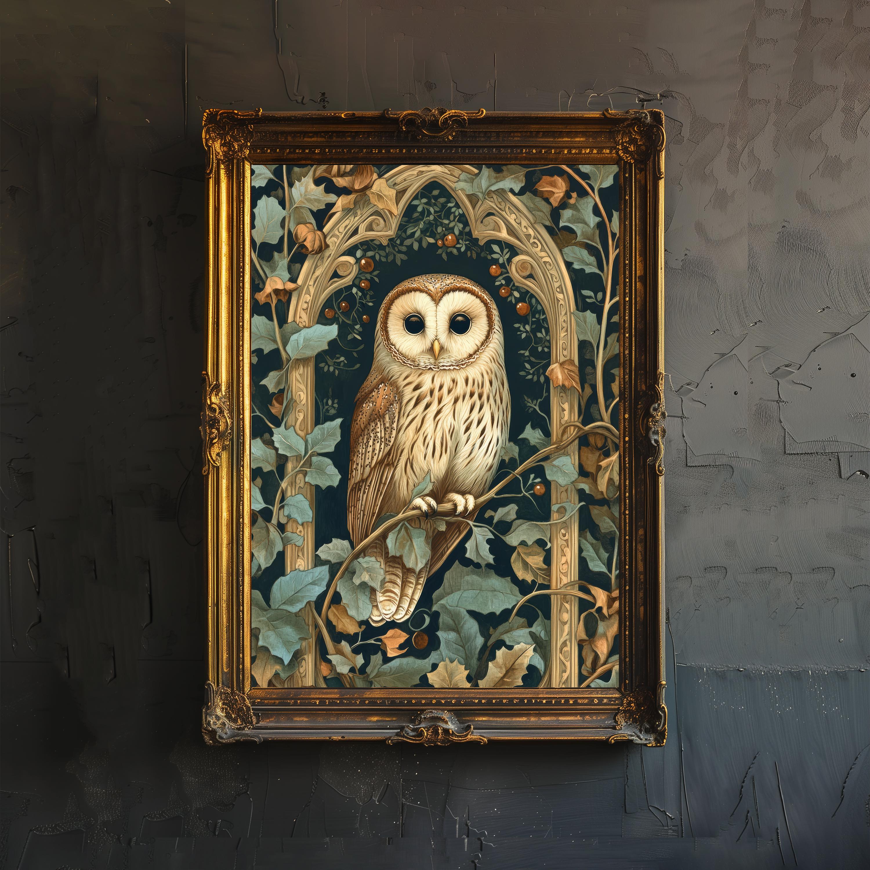 William Morris Tawny Owl Art Print Botanical Bird Wall Art Arts And Crafts Style Nature Design Vinta