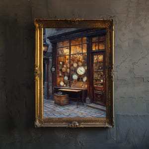 Clock Maker’s Emporium Art Print Vintage Horology Wall Art Dark Academia Antique Timepiece Poster for Living Room Bedroom or Gallery Wall