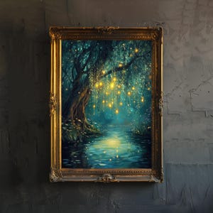 Fairy Enchanted Willow Art Print Mystical Woodland Wall Art Vintage Fantasy Poster for Living Room Bedroom or Gallery Wall Whimsical Nature