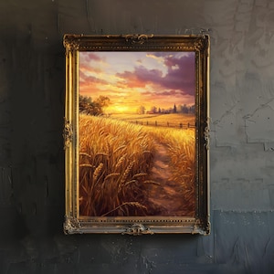 Golden Ernte Poster Cottagecore Dekor Dark Academia Art Vintage Illustration Rustikal Herbst Szene Wandkunst Verzaubert Ästhetik